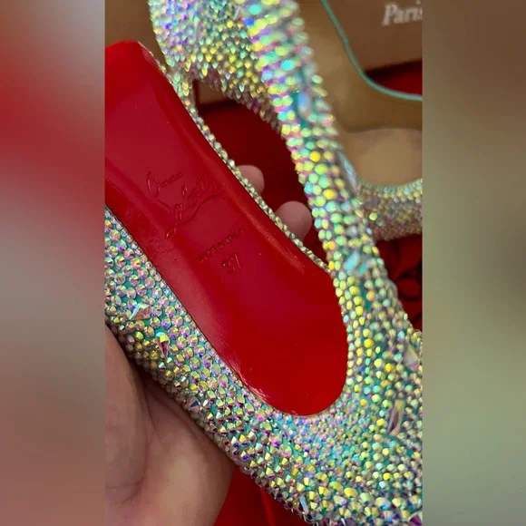 Christian Louboutin Tiffany Blue Swarovski Crystal Heels Prive 120 Size 37 or 7 - Picture 6 of 7